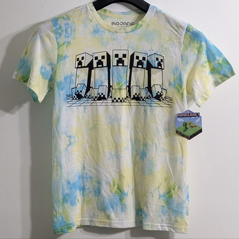 Minecraft Neon Space Boys Tie Dye Graphic Short Sleeve T-Shirt, Size XL(14-16)